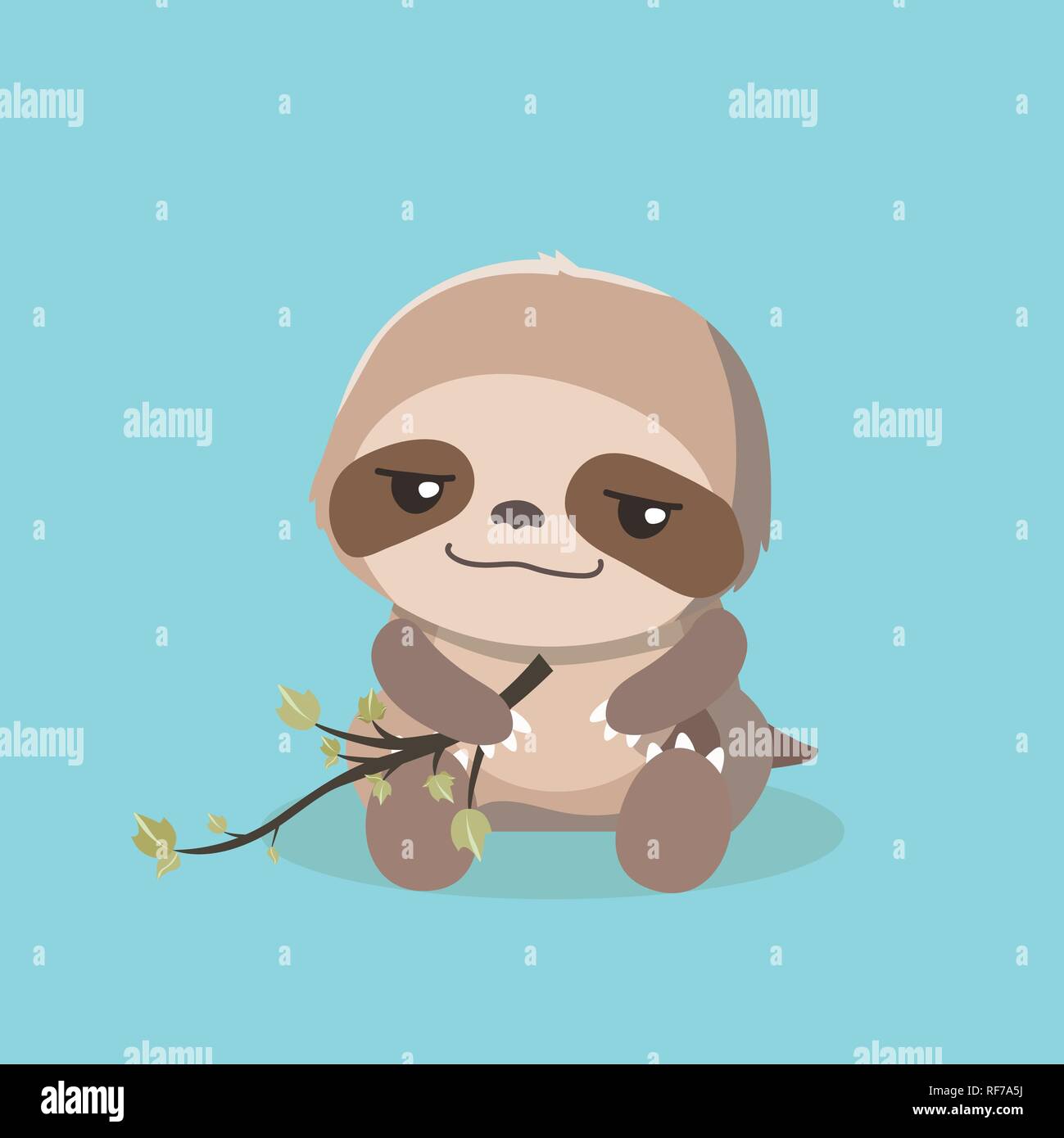cute sloth on pastel background. Stock Vector
