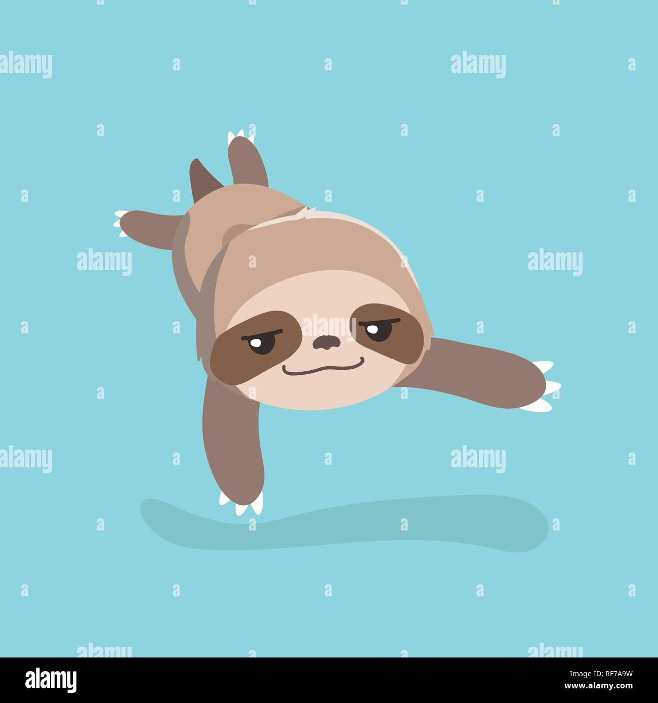 cute sloth on pastel background. Stock Vector