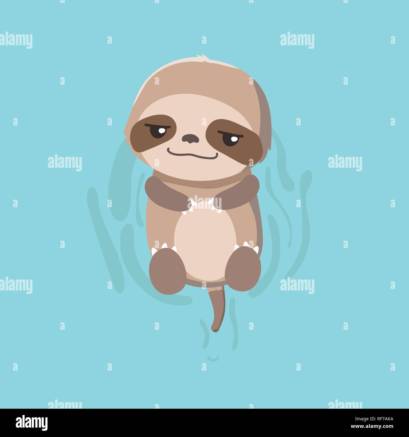 cute sloth on pastel background. Stock Vector