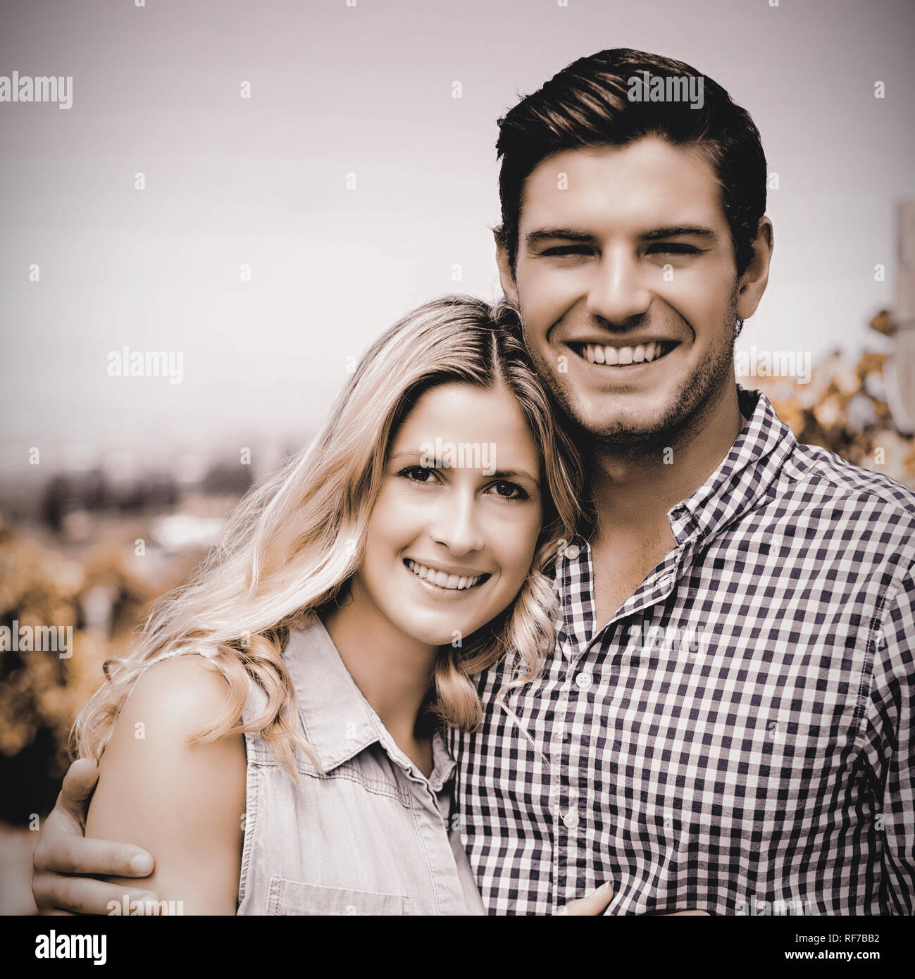 Portrait happy couple hugging hi-res stock photography and images - Alamy