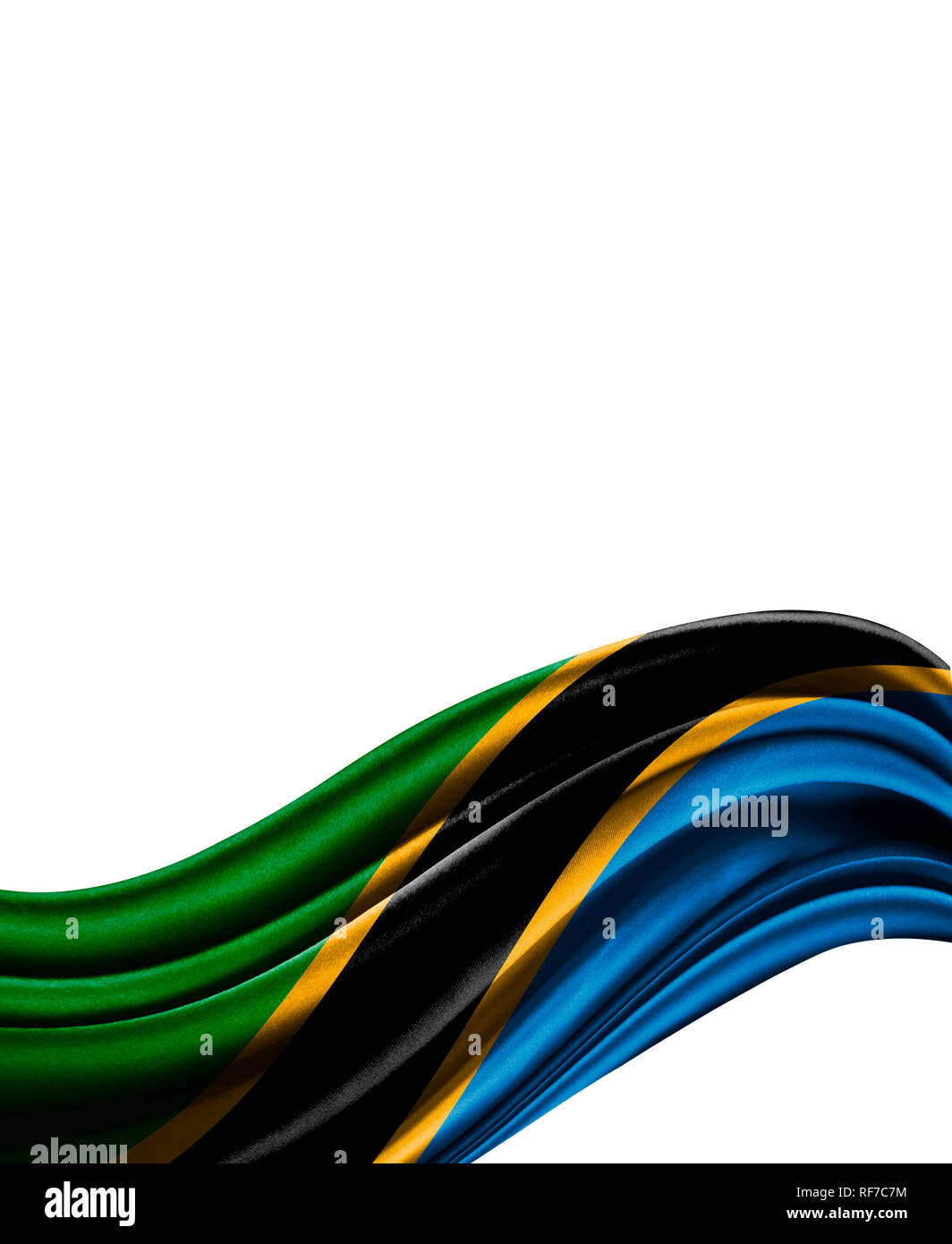 Tanzania flag on cloth isolated on white background Stock Photo - Alamy