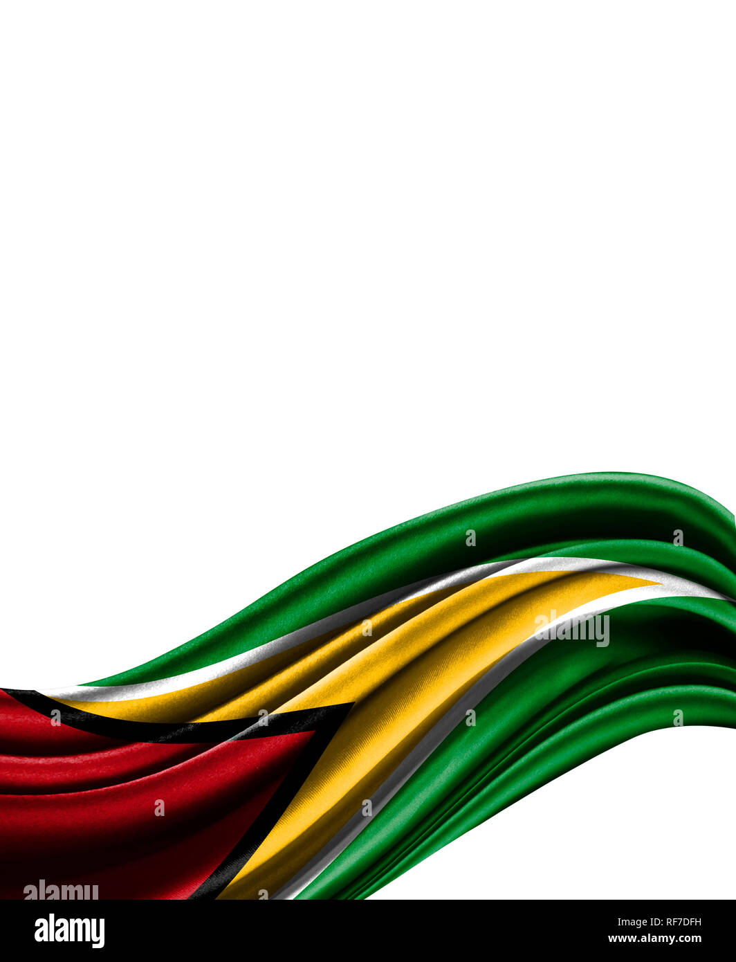 Guyana flag on cloth isolated on white background Stock Photo - Alamy