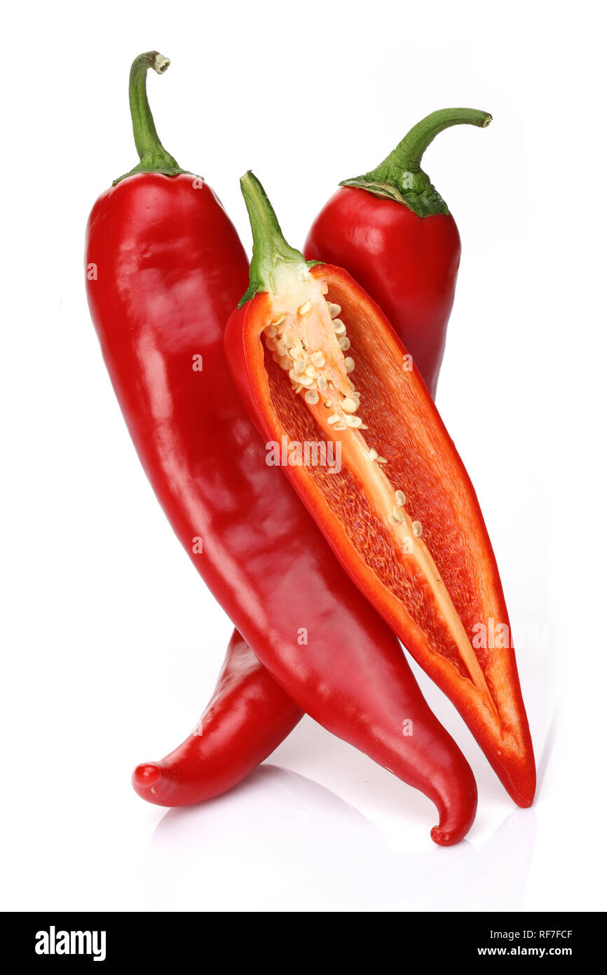 Red peppers isolated on white background Stock Photo Alamy