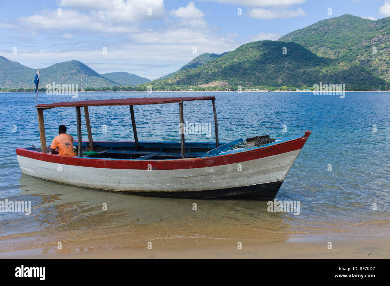 Cape Maclear at the southern end of Lake Malawi is a picturesque spot on the lake popular with tourists; it is in Lake Malawi National Park. Stock Photo