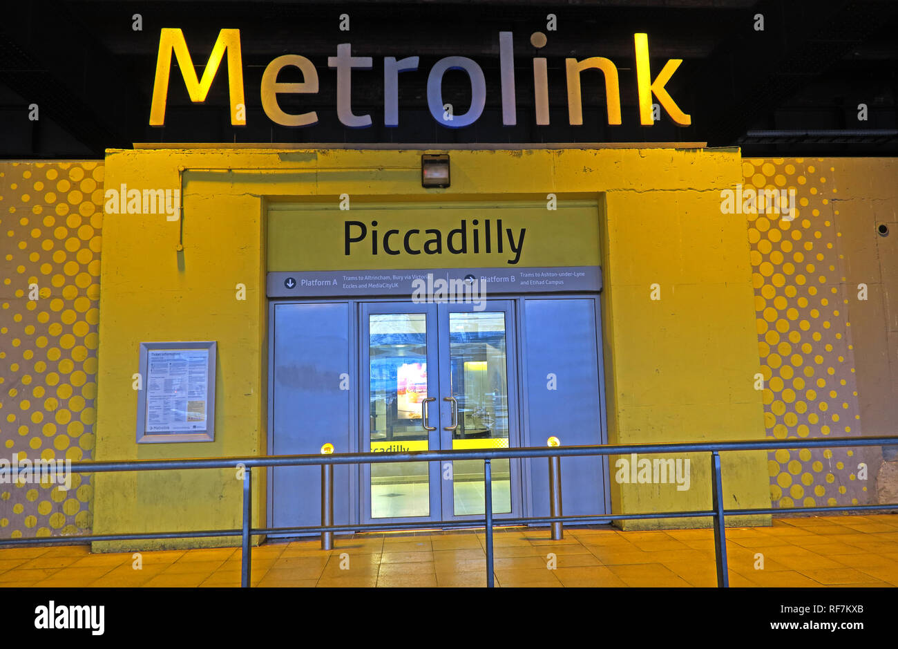 Metrolink Piccadilly Manchester Tram interchange, Fairfield street, Manchester, UK, M1 2QF Stock Photo