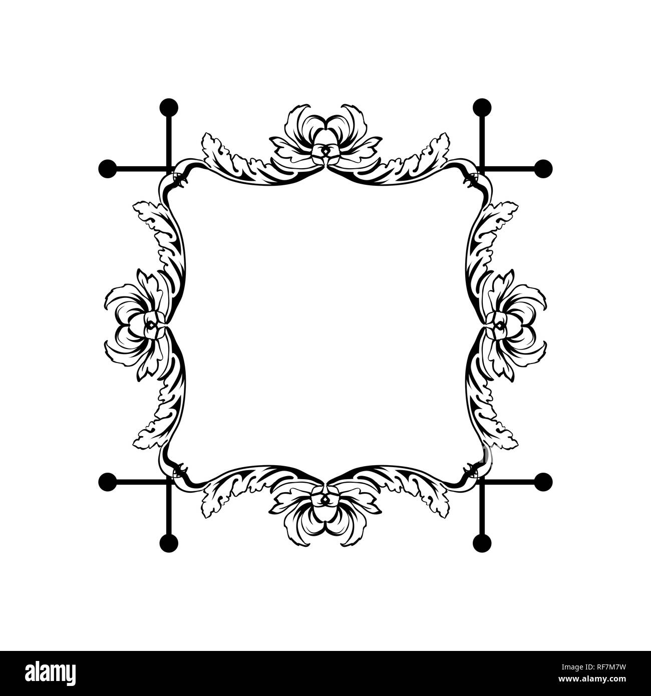 Floral Vintage Decorative Vector Frame Flower Black Ink Square Filigree Border With Text Space Isolated Calligraphic Frame With Copyspace Invitation Greeting Card Poster Flourish Design Element Stock Vector Image Art Decorative black and white element of flowers, flower panel, vector decorative flowers in a square, isolated. https www alamy com floral vintage decorative vector frame flower black ink square filigree border with text space isolated calligraphic frame with copyspace invitation greeting card poster flourish design element image233124189 html
