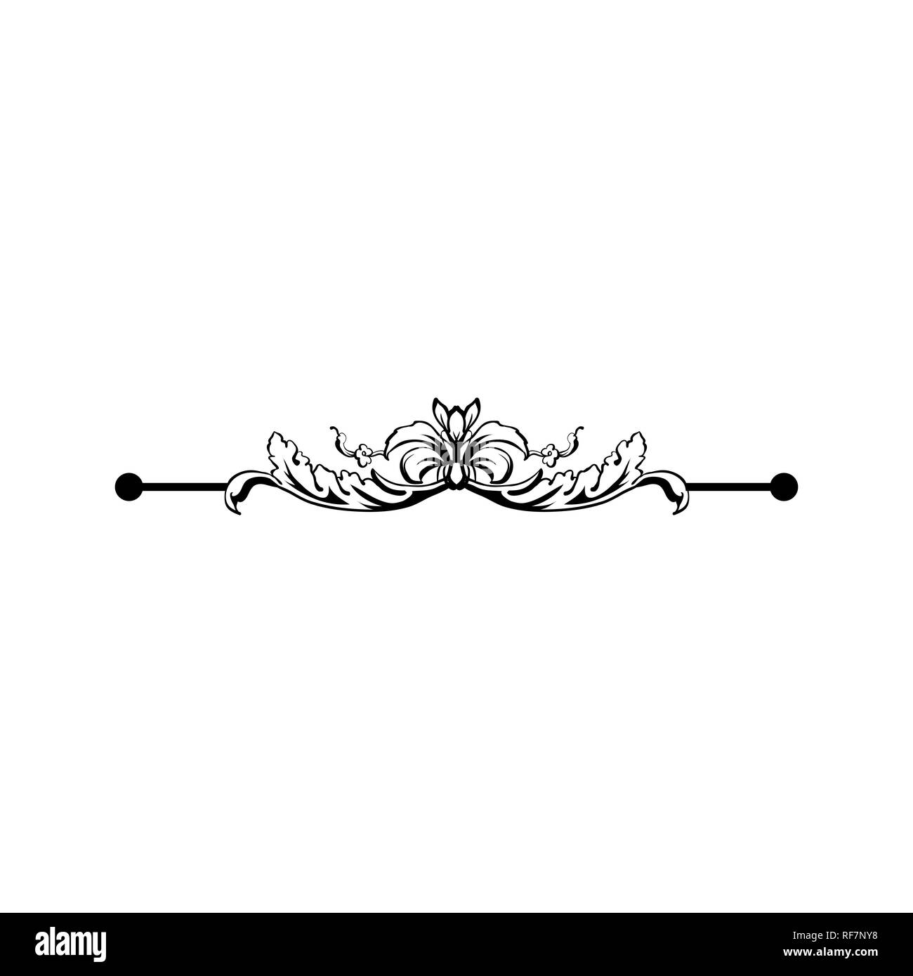 >Flourish Vector Text Divider Floral Vintage Calligraphic Embellishment Isolated Black Ornate Design Element Decorative Scrollwork Clipart Invitation Greeting Card Poster Filigree Decoration Stock Vector Image Art Alamy