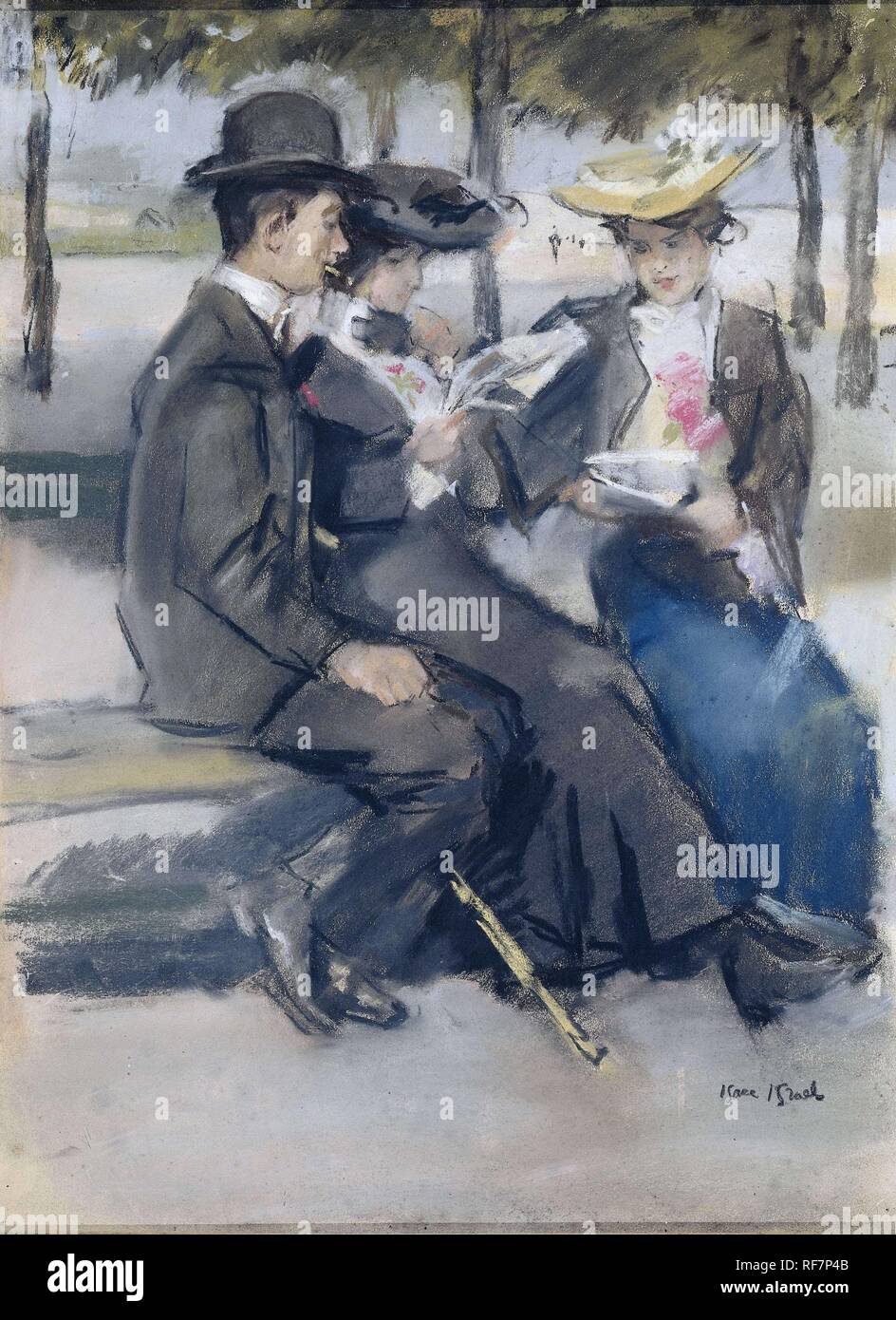 In the Bois de Boulogne near Paris. Draughtsman: Isaac Israels (mentioned on object). Dating: 1875 - 1919. Place: Paris. Measurements: h 495 mm × w 355 mm. Museum: Rijksmuseum, Amsterdam. Stock Photo
