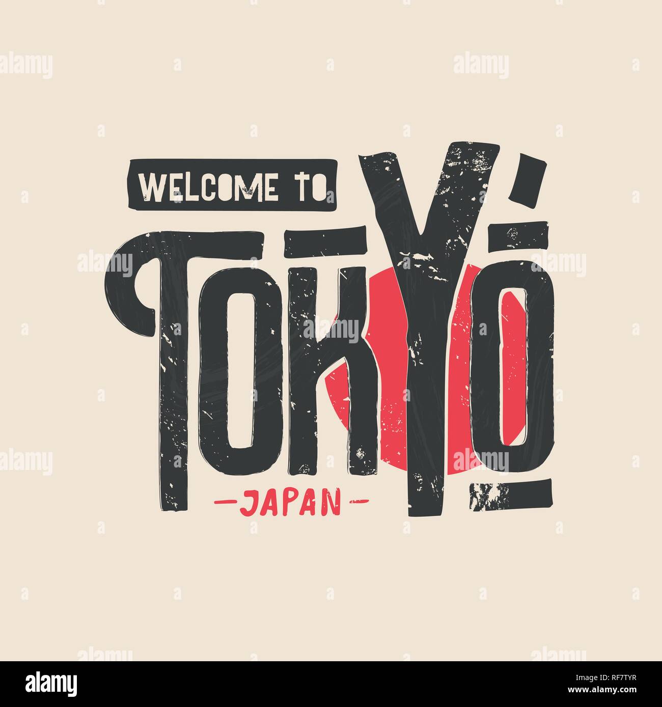 Tokyo t-shirt and apparel grunge design. Vector japanese prints typography, poster, banner. Travel vintage logo for sport club, college and agency. Stock Vector