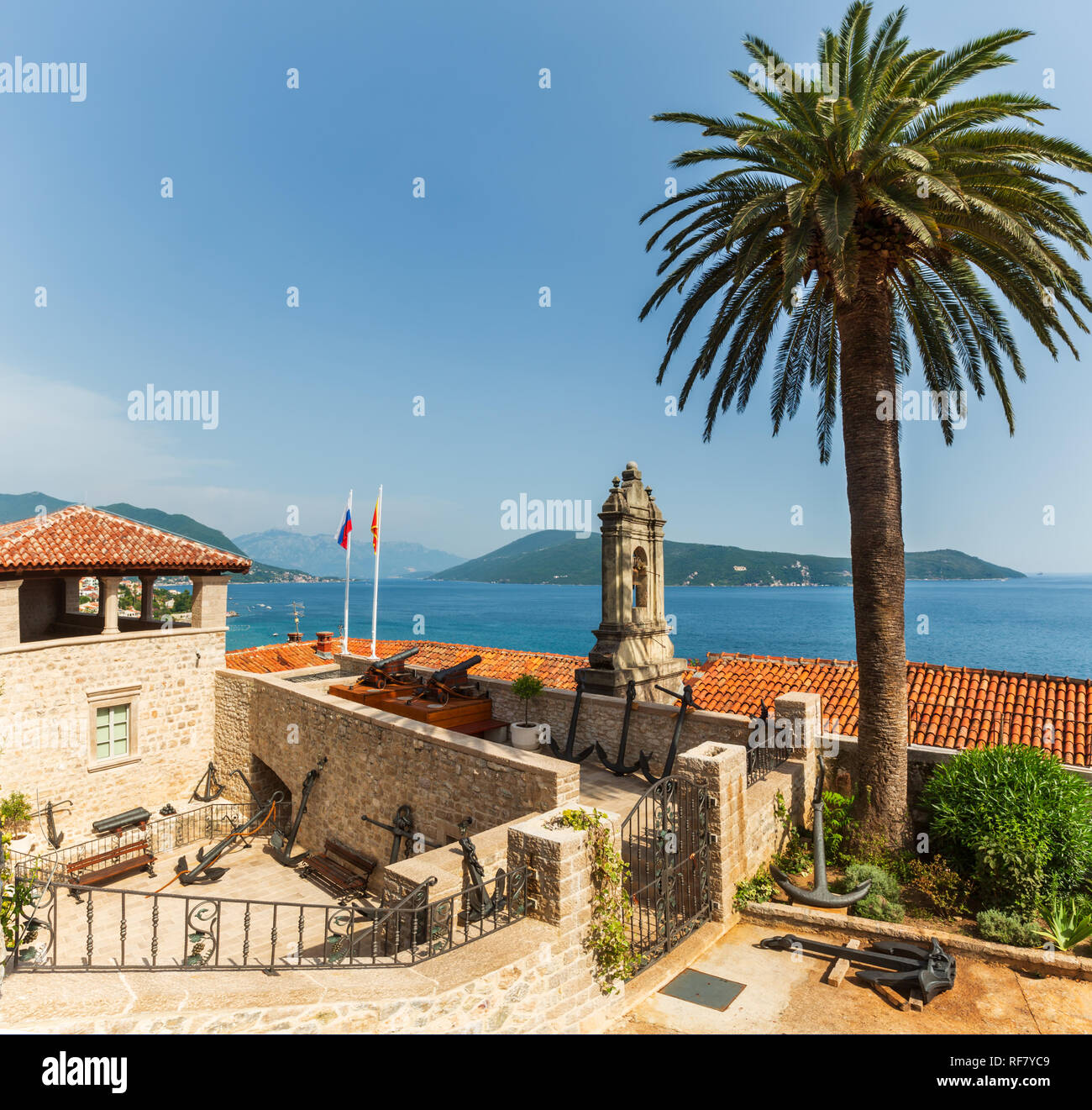 Forte Mare castle summer view and Bay of Kotor (Herceg Novi, Montenegro ...