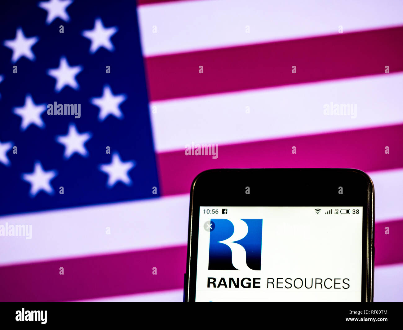 Range Resources Company logo seen displayed on smart phone Stock Photo