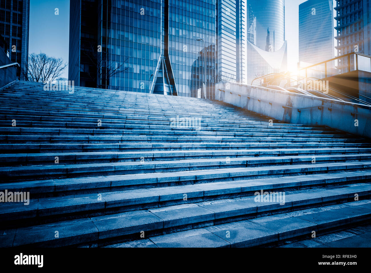 facade of modern office building, blue toned images Stock Photo - Alamy