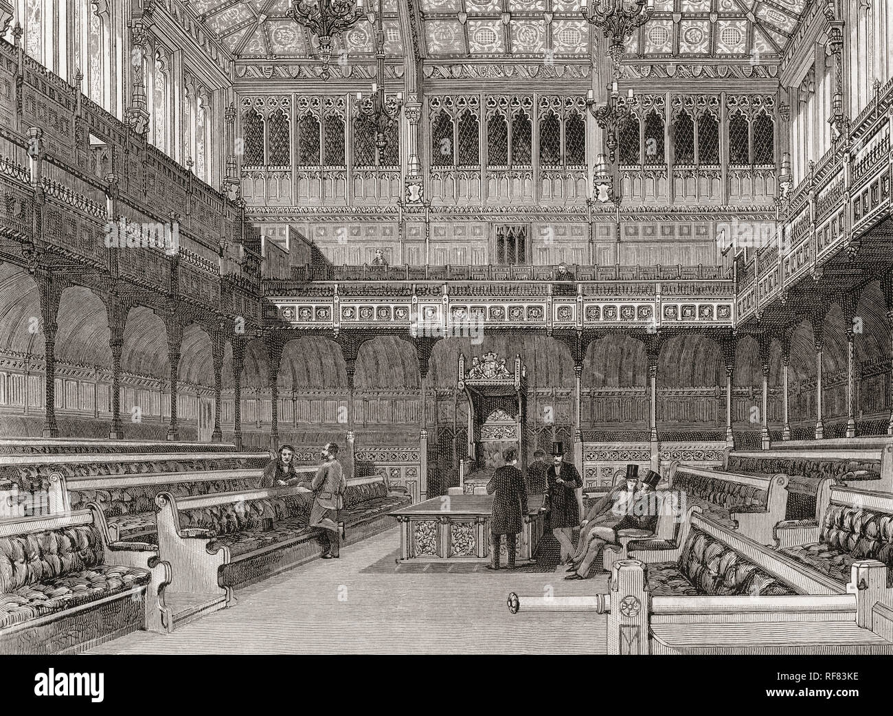 The interior of the House of Commons, Palace of Westminster, City of Westiminster, London, England in the 19th century.  From London Pictures, published 1890 Stock Photo