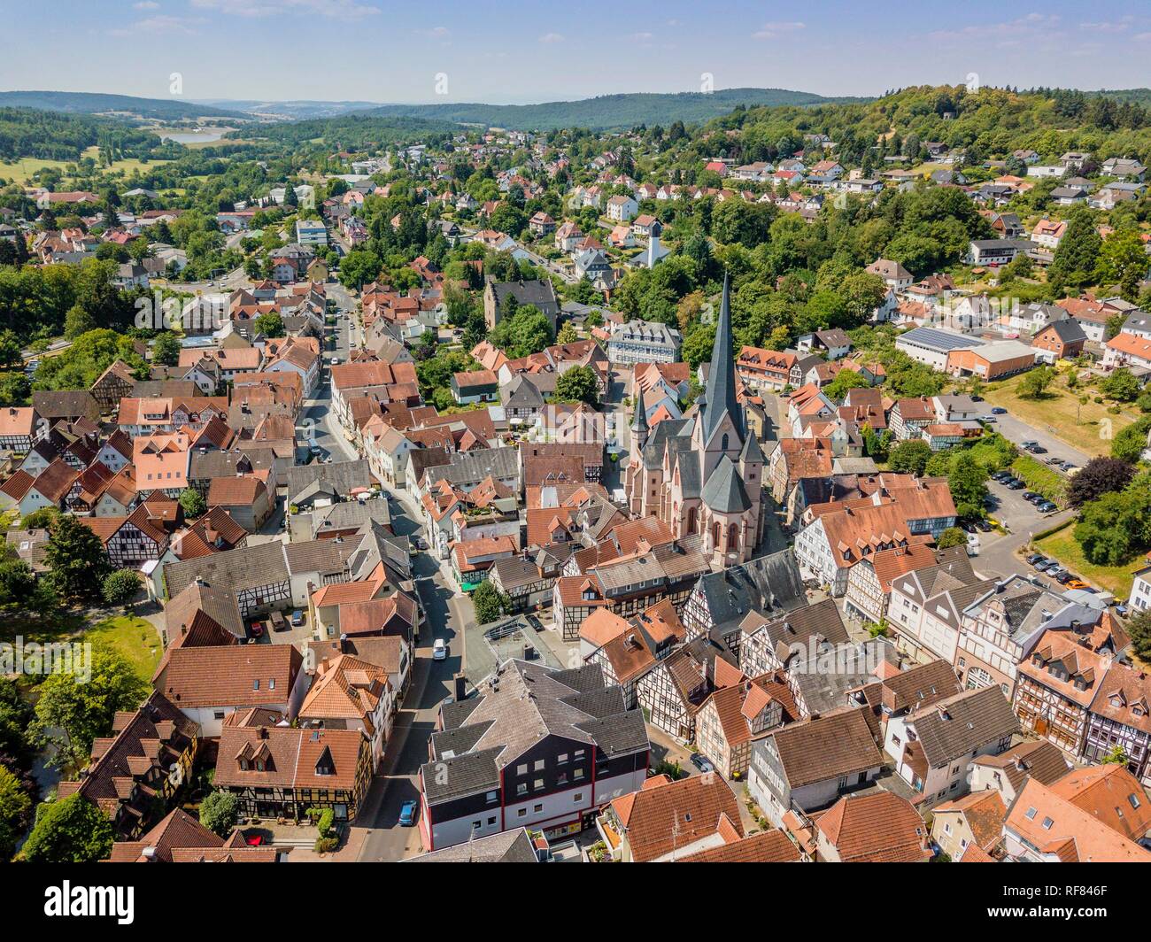 Drone image of charming little town Schotten, Hesse, Germany Stock Photo