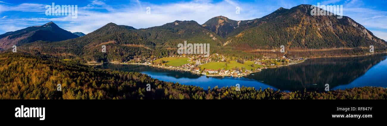 Drone shot, Kochel am See, Walchensee, Upper Bavaria, Bavaria, Germany Stock Photo