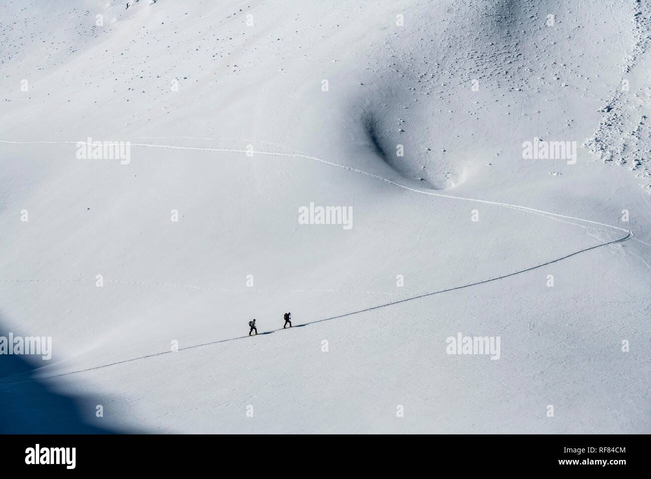 Ski tourers on the ascent, Reutte, Außerfern, Tyrol, Austria Stock Photo