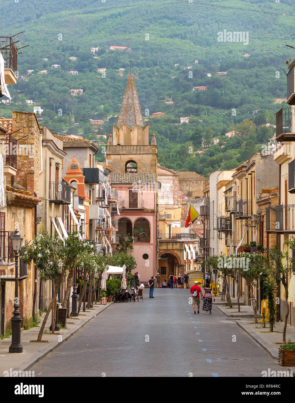 View of the small town of Castelbuono, Sicily, Italy Stock Photo