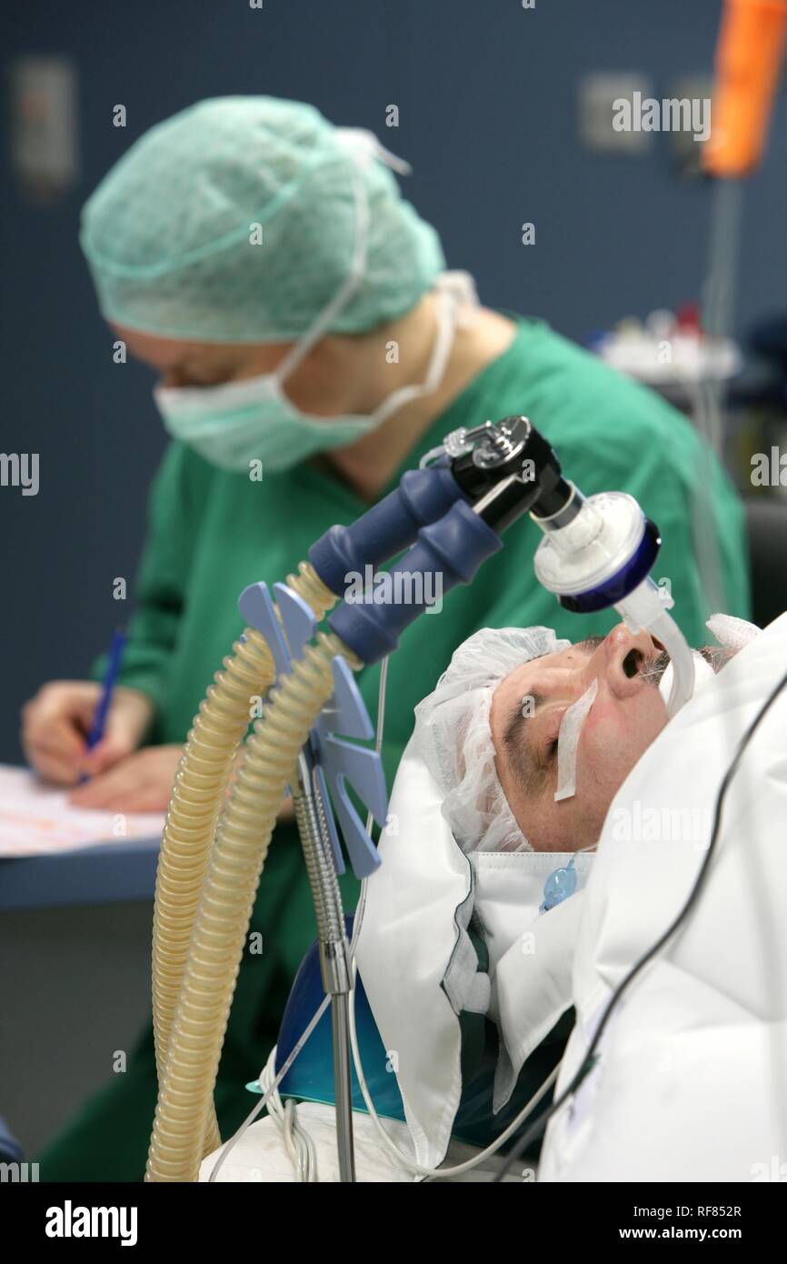 Patient during operation, artificial respiration, Germany Stock Photo