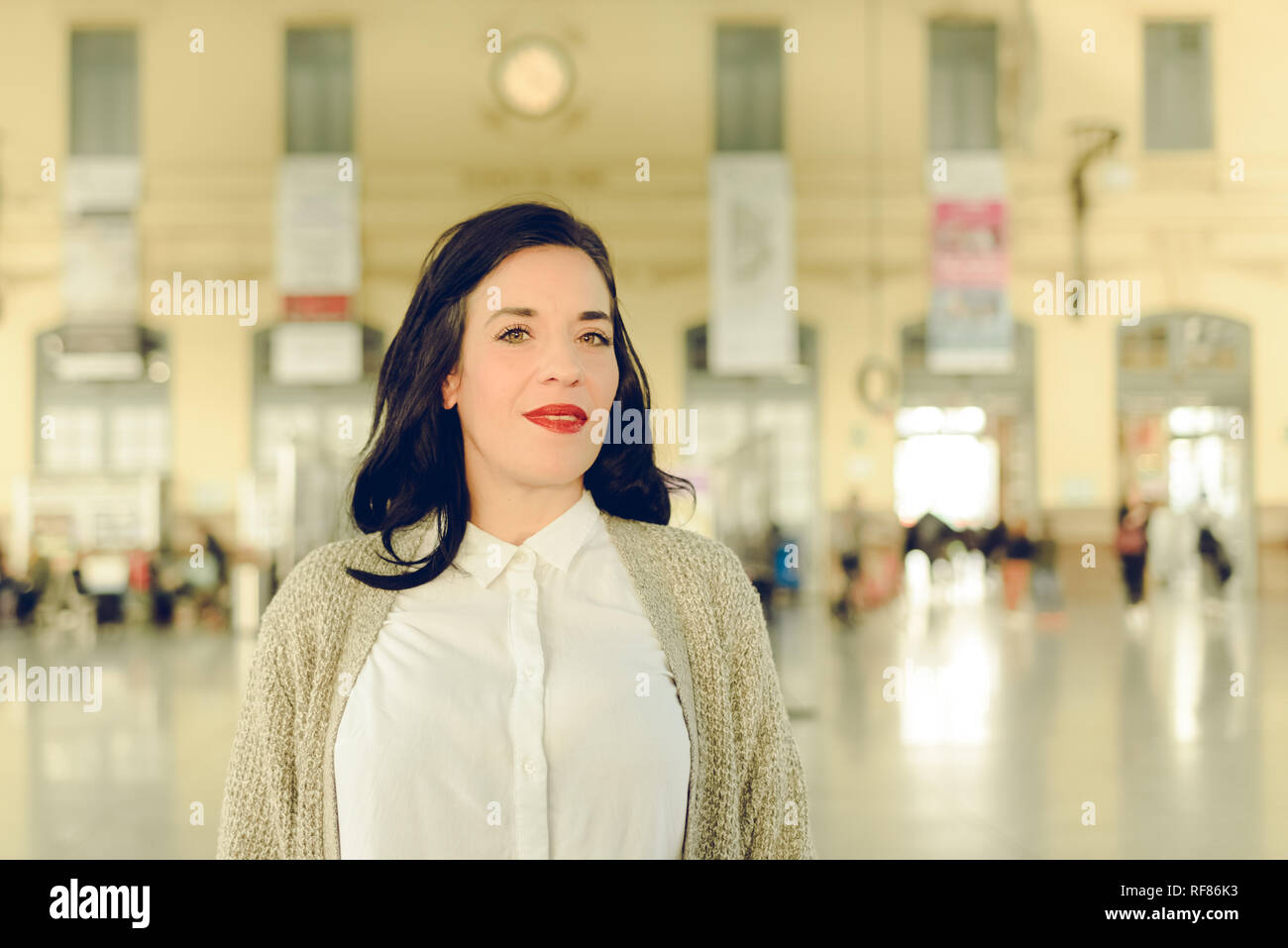Mature woman on train station hi-res stock photography and images - Alamy