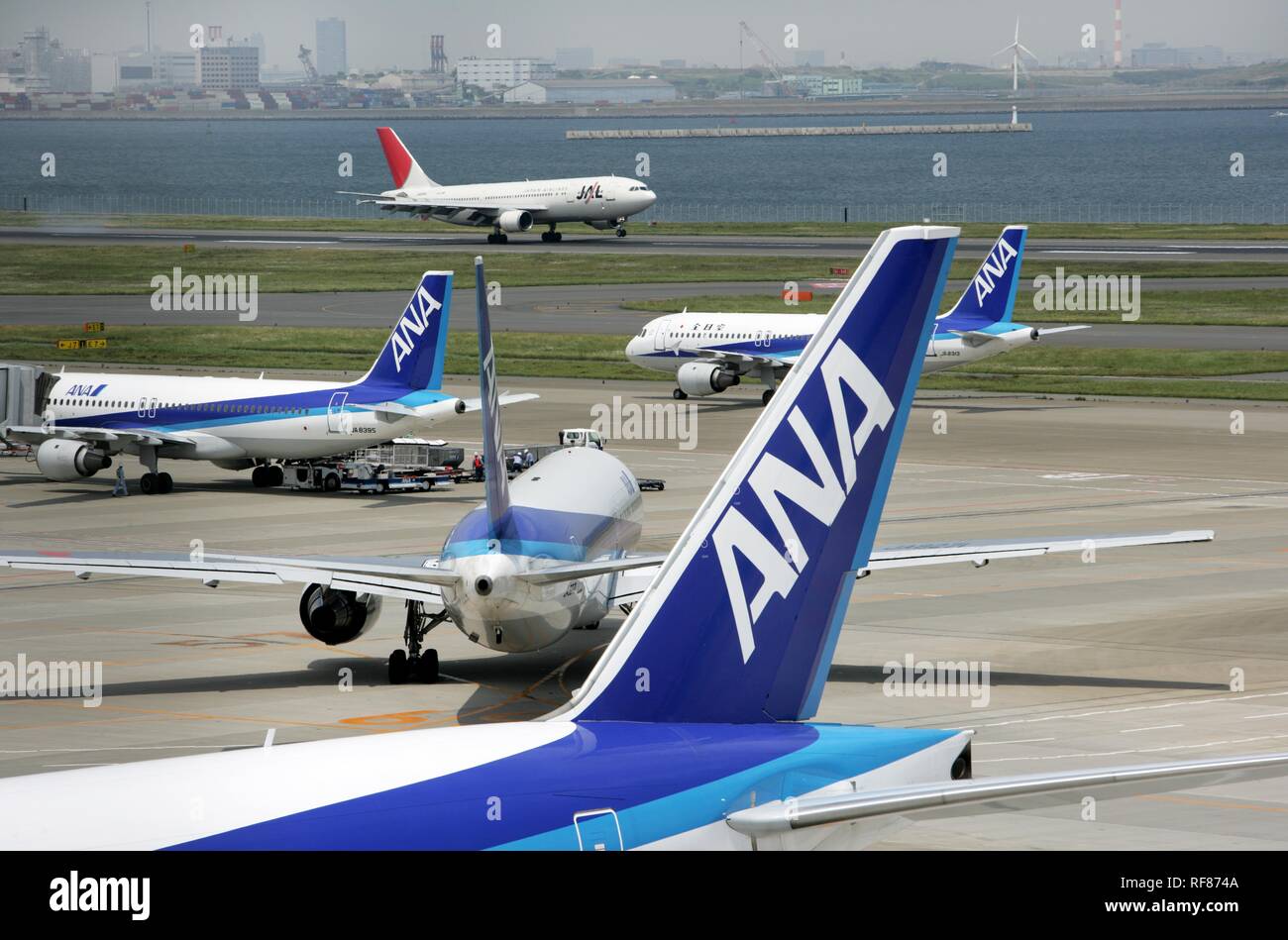 Haneda Airport Planes of ANA, All Nippon Airways and JAL, Japan