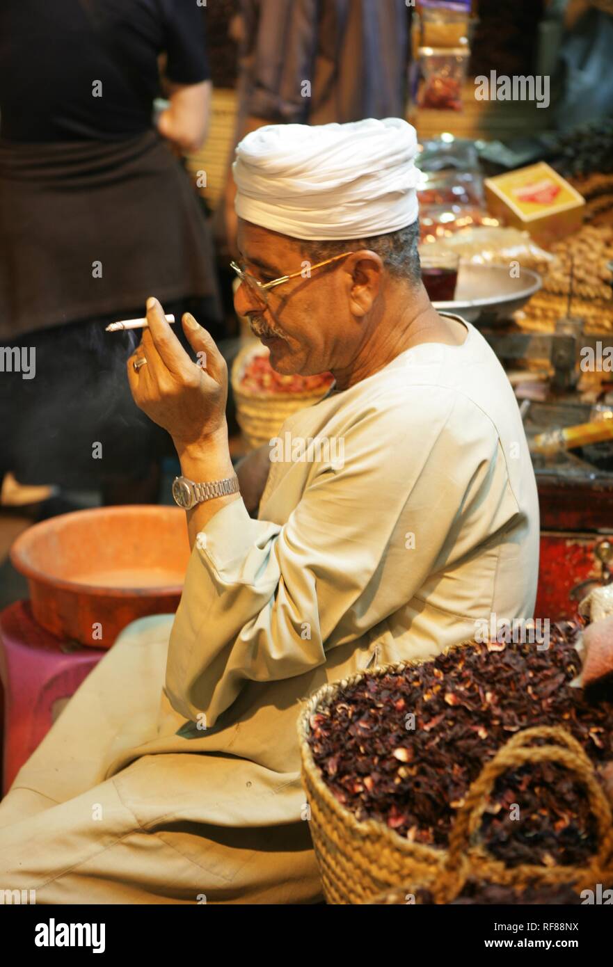 Sharia El Souk Street Bazaar, local shopping area in Aswan, Egypt, Africa Stock Photo