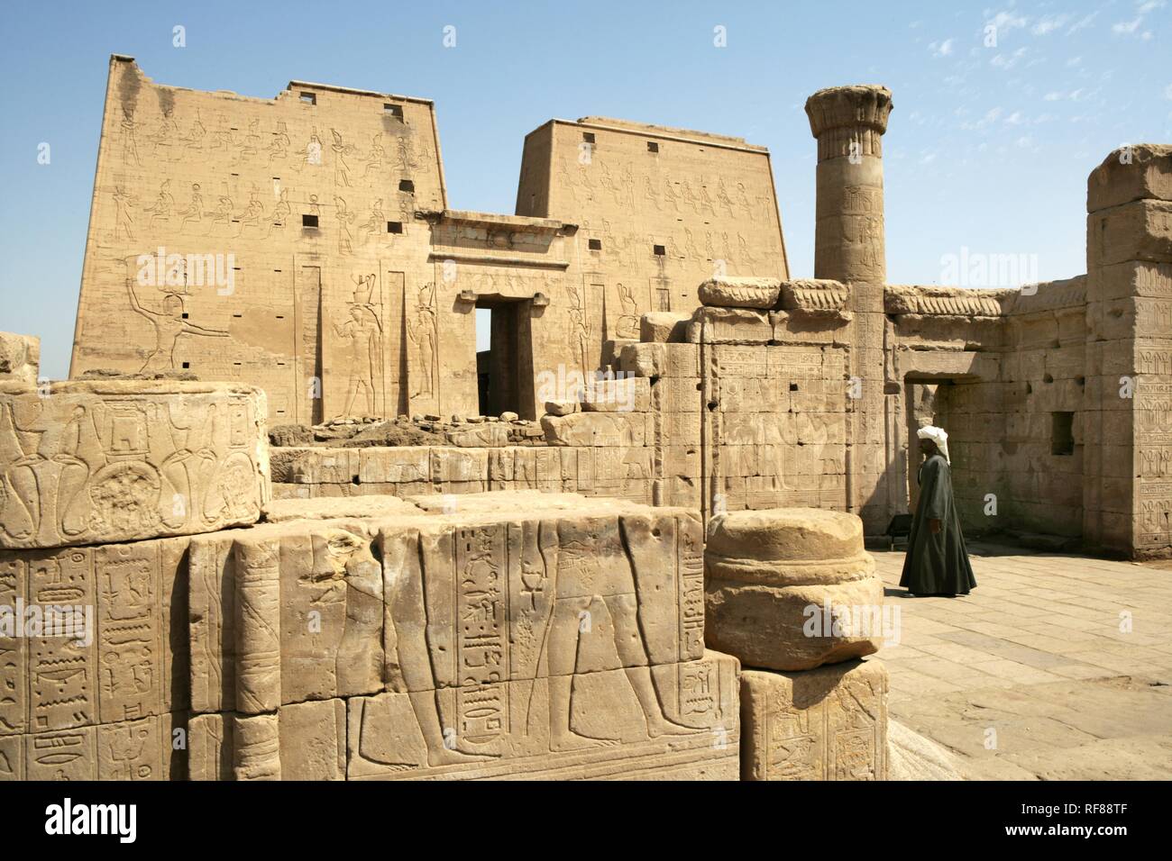 Guard, Temple of Edfu (dedicated to the falcon god Horus), Edfu, Egypt, Africa Stock Photo