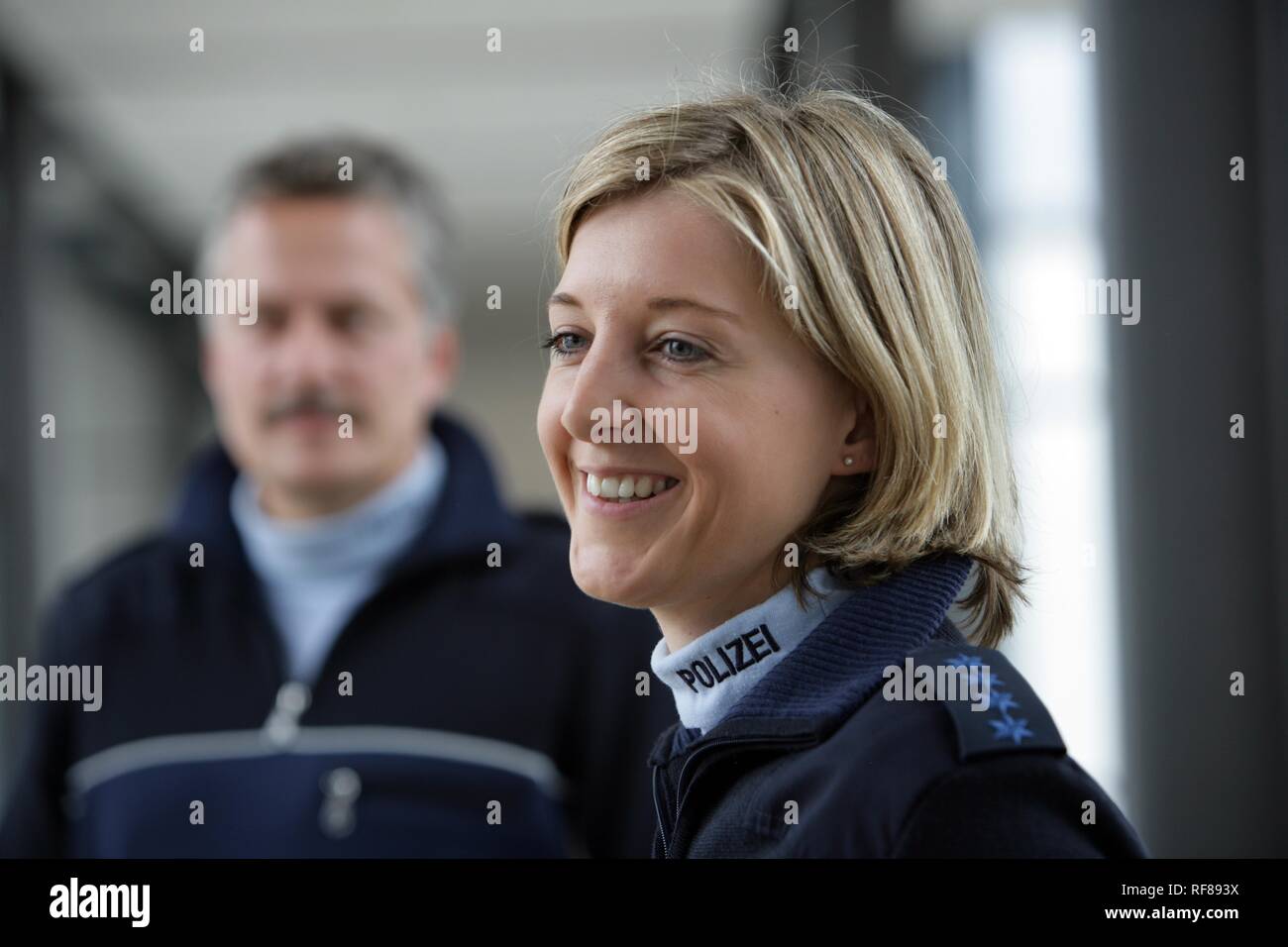 New blue police uniforms worn by 1400 male and female North Rhine