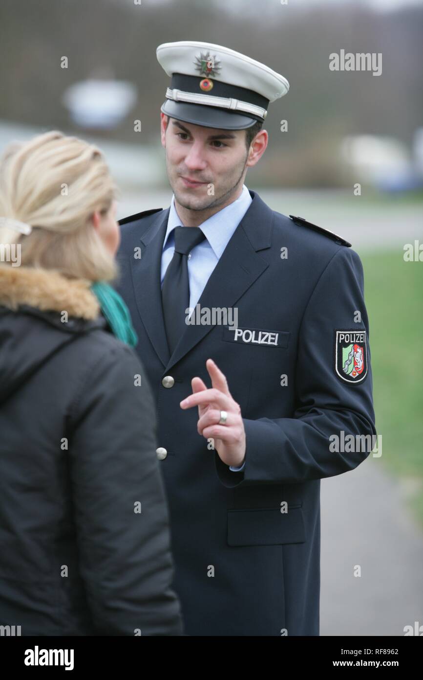 New blue police uniforms worn by 1400 male and female North Rhine