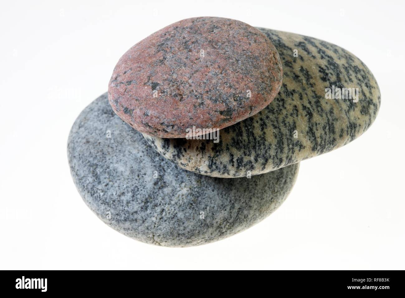 Studio still-life: stacked pebbles, stones Stock Photo