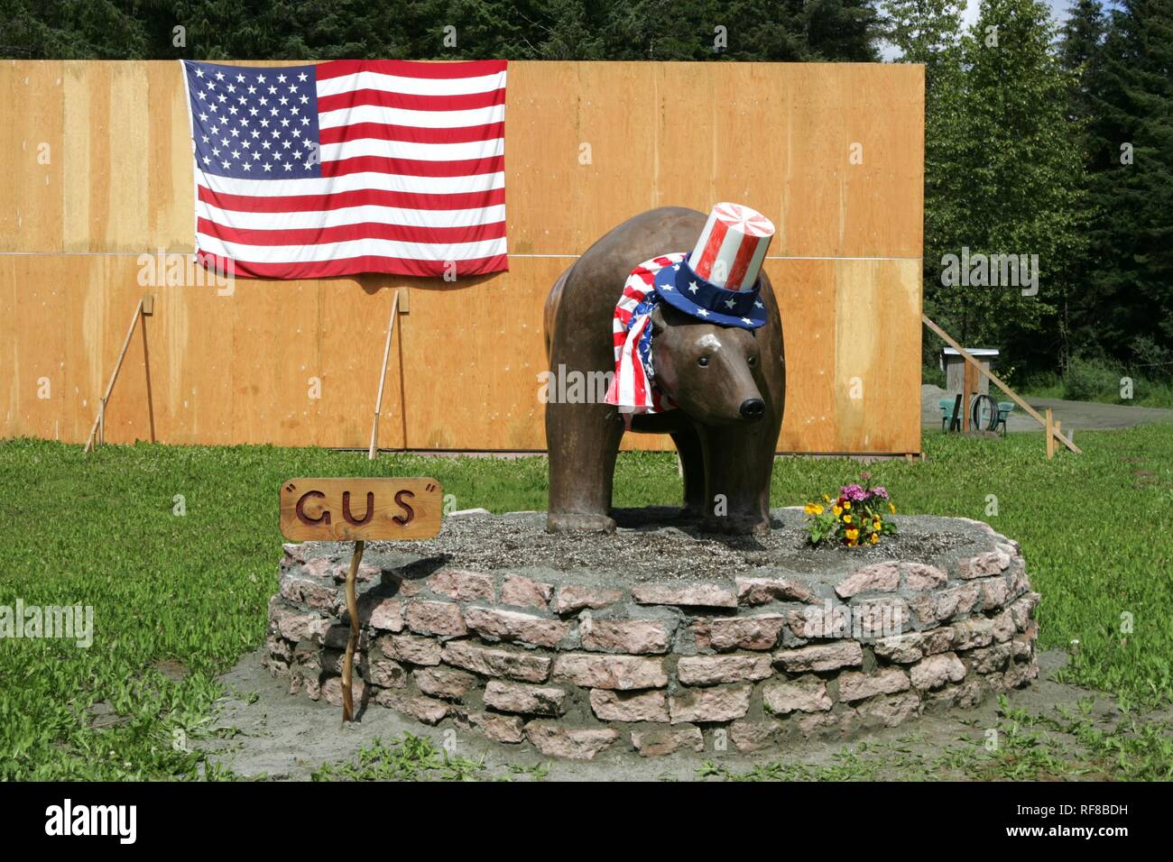 Fourth of July decorations in Gustavus: population 400, Alaska, USA, North America Stock Photo