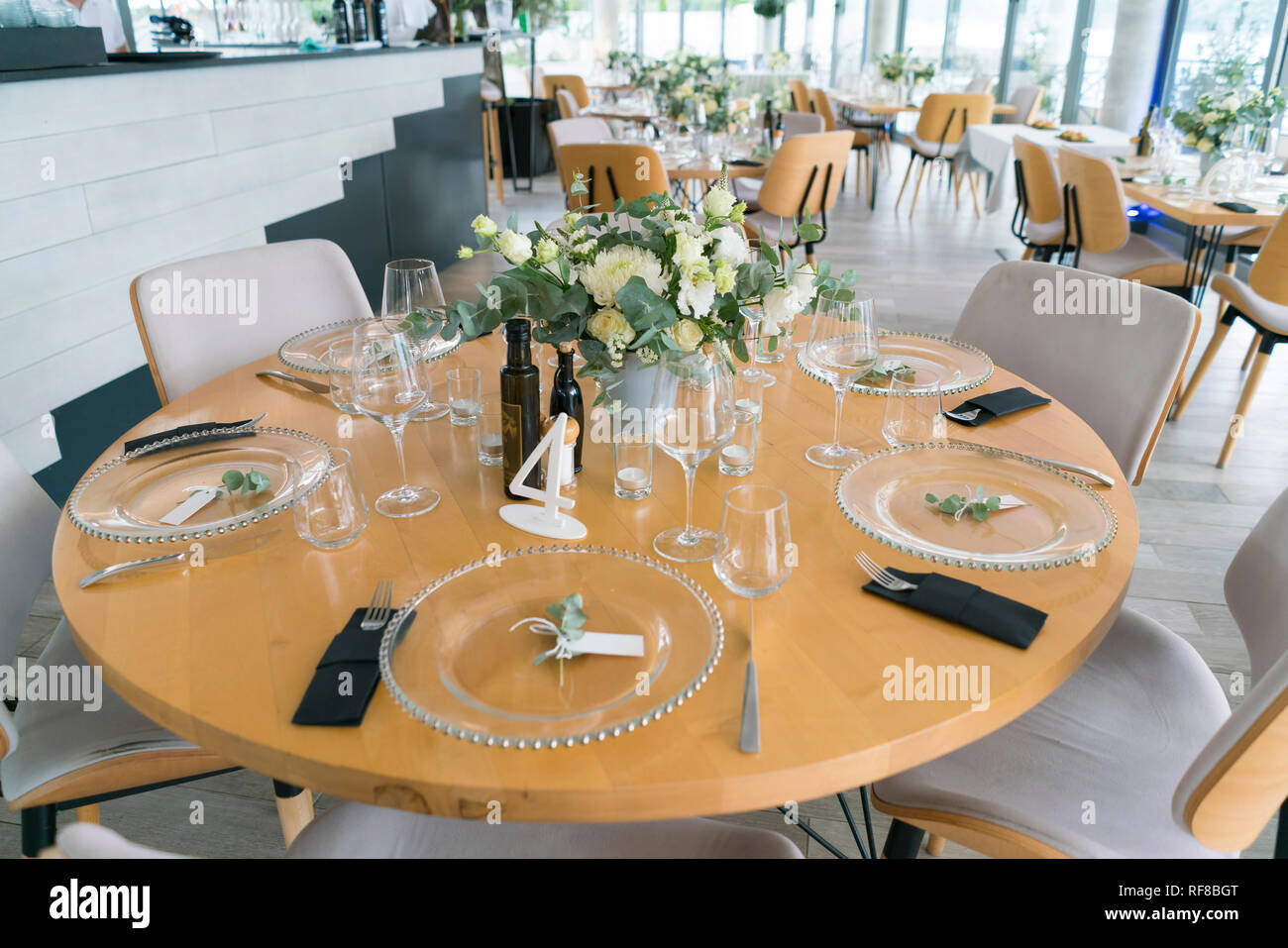Tables served lunch in hi-res stock photography and images - Alamy