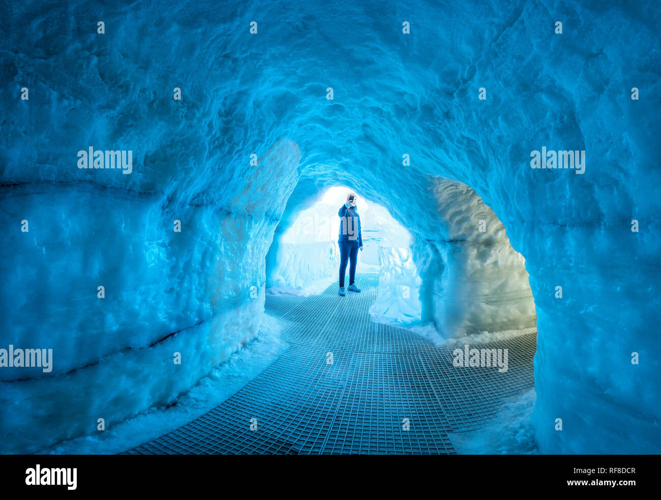 Glacier Ice Cave Exhibit, Perlan Museum (The Pearl) Reykjavik, Iceland. Stock Photo