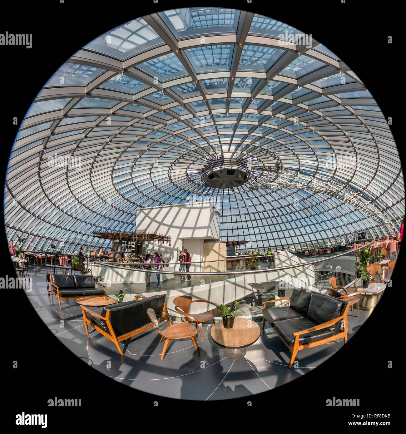 360 degrees - Cafe at The Perlan Museum (The Pearl) Reykjavik, Iceland. Stock Photo
