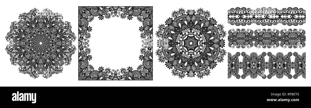 collection of seamless decorative ethnic ornamental Stock Vector Image ...