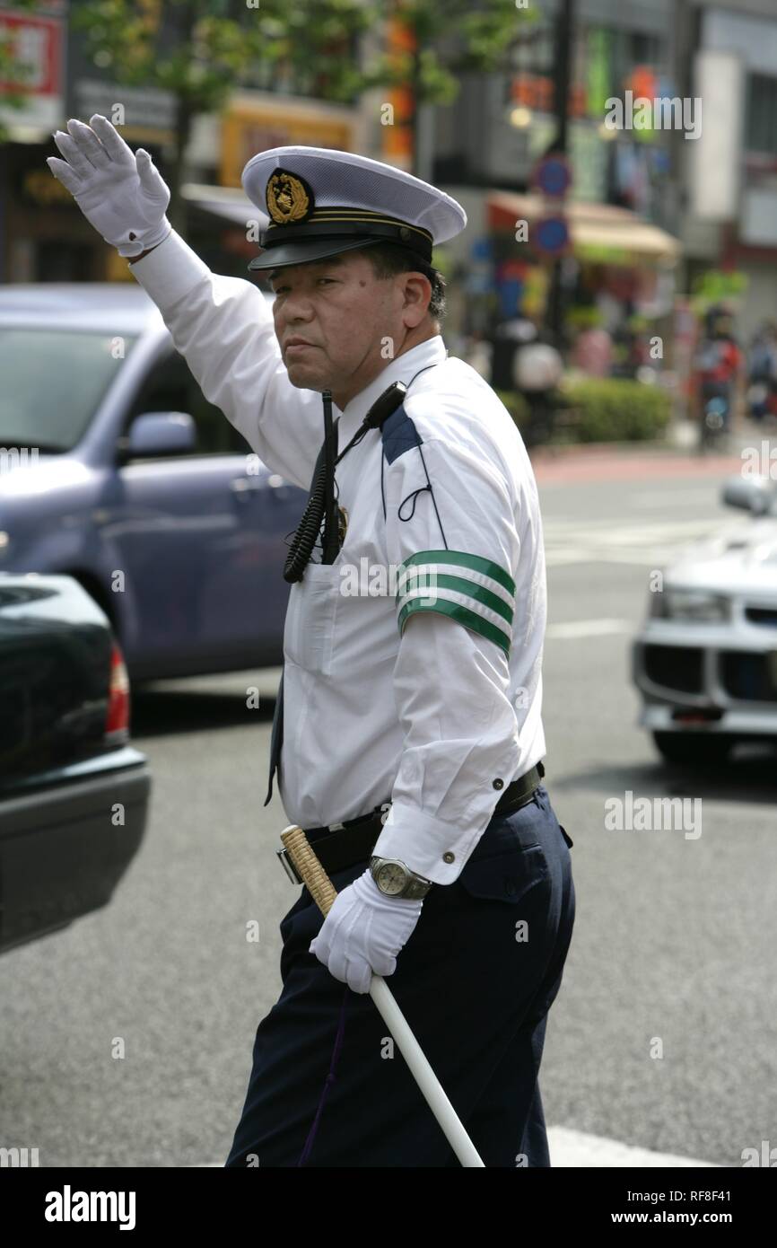 Japan, Tokyo: Traffic police officer. Stock Photo