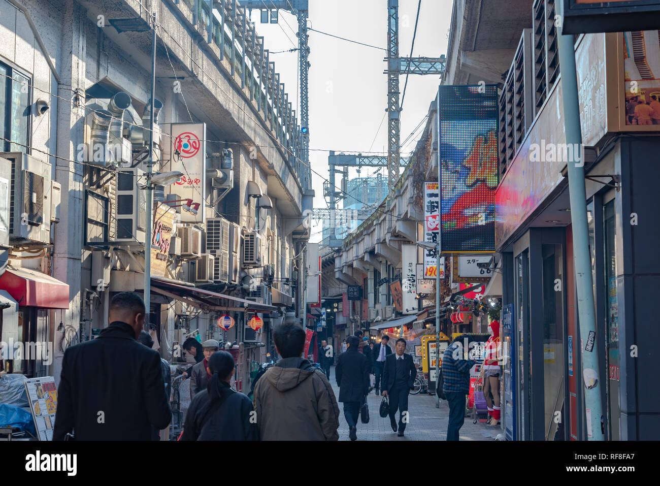Ueno Chuo Dori street near Ueno station. One of main shopping street in ...
