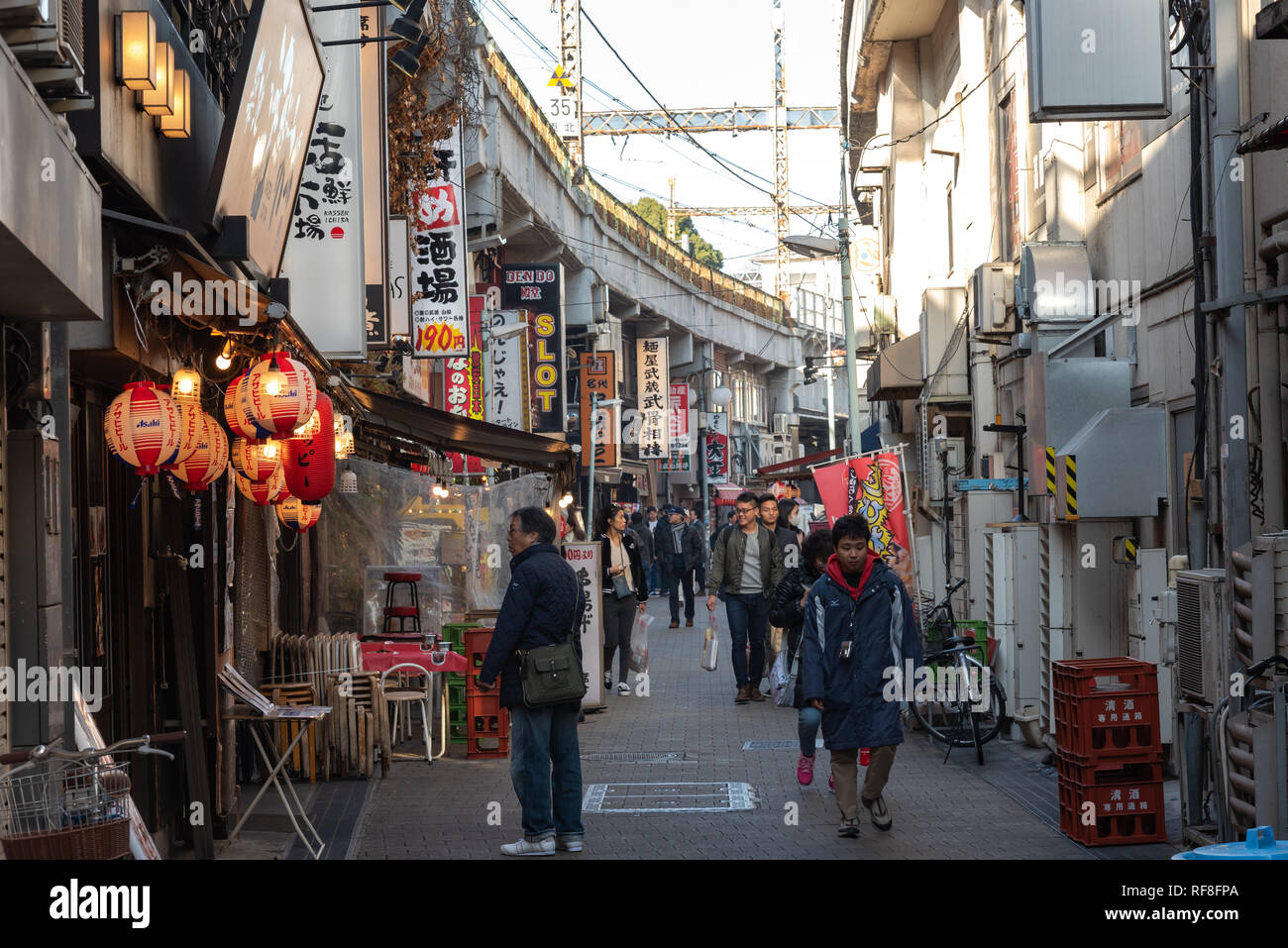 Ueno Chuo Dori street near Ueno station. One of main shopping street in ...