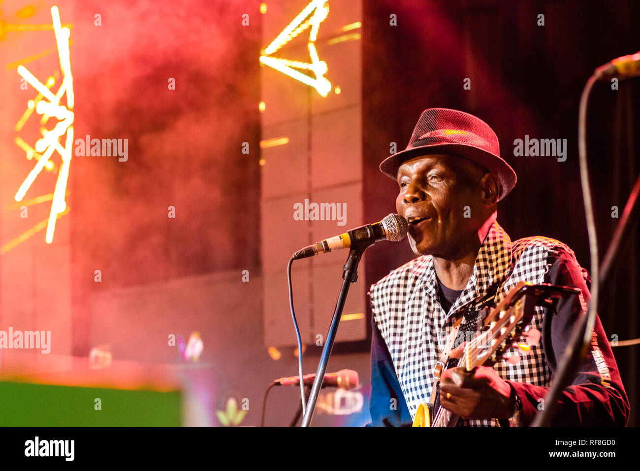 Oliver Mtukudzi was a Zimbabwean musician and human rights activist and UNICEF Goodwill Ambassador for Southern Africa. Sep 22, 1952 - Jan 23, 2019 Stock Photo