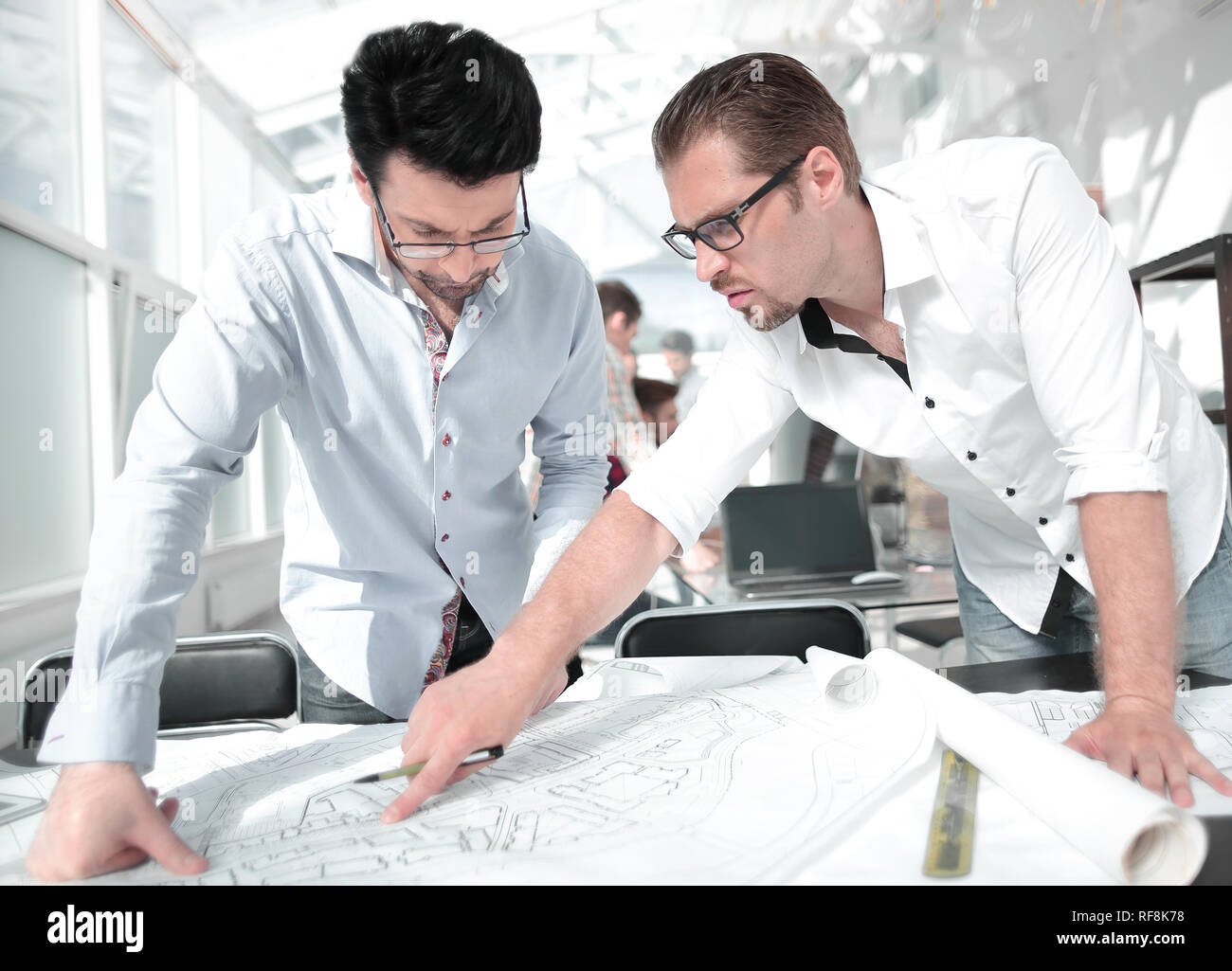 close up.professional designers standing at the workplace Stock Photo