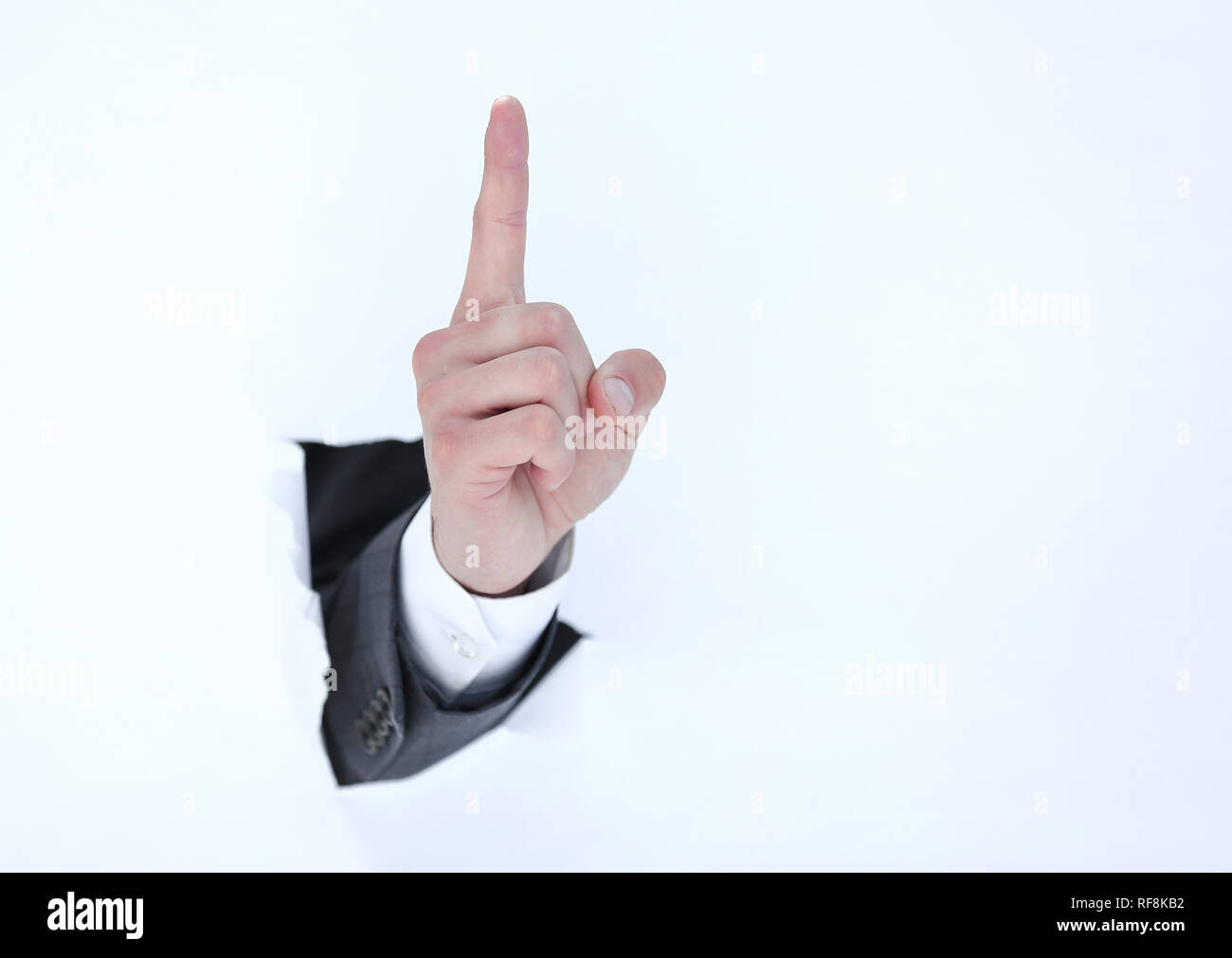 businessman hand showing a gesture of warning Stock Photo - Alamy