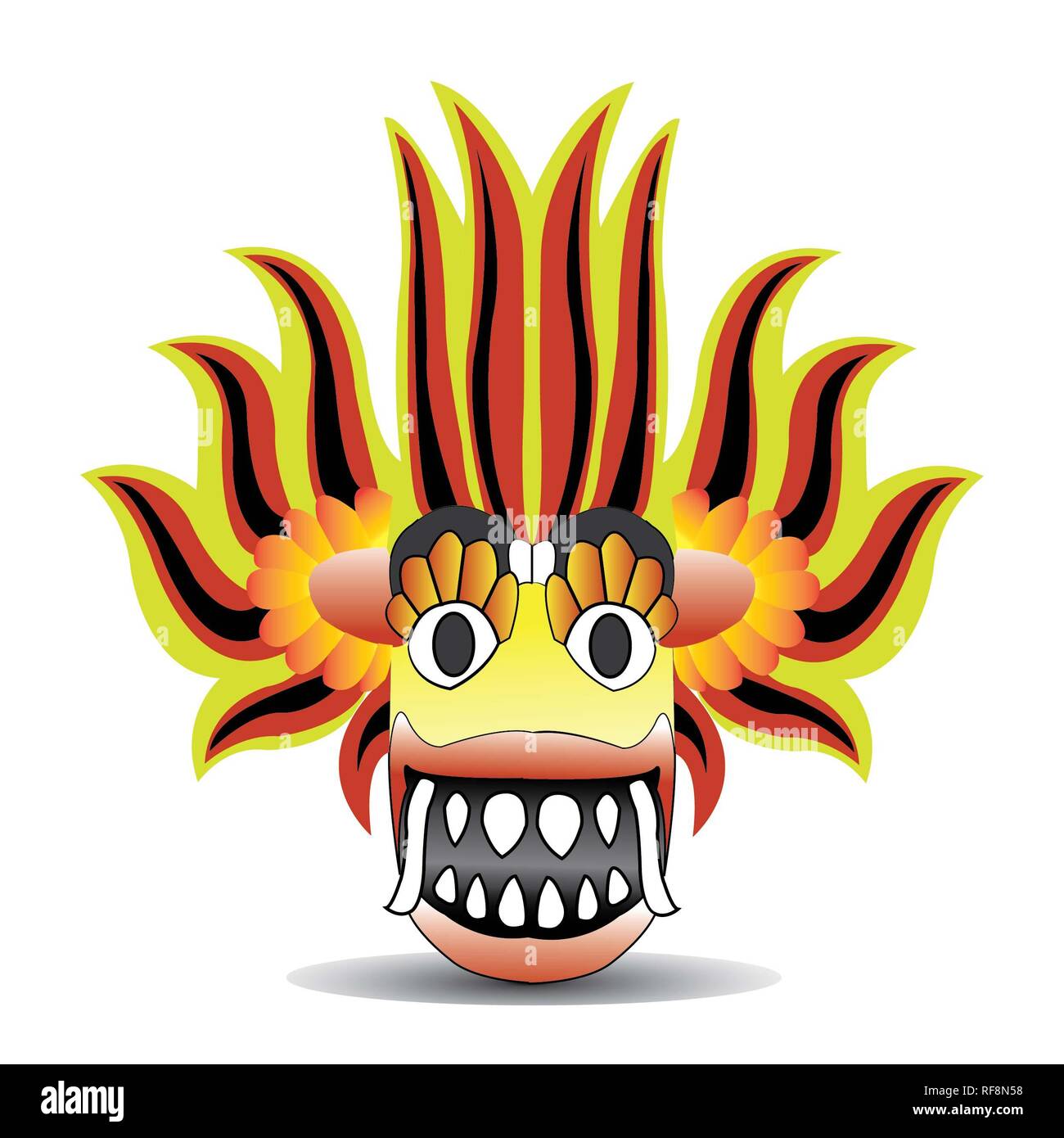 Sri Lankan devil dancing mask  vector drawing - Vector Stock Photo