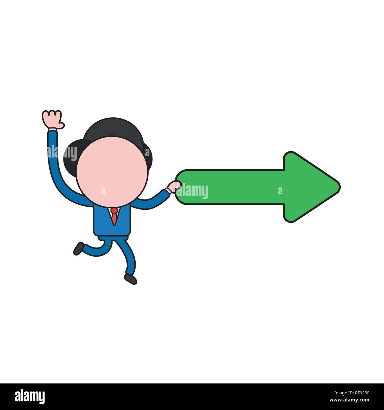 Vector illustration businessman character running and carrying arrow ...