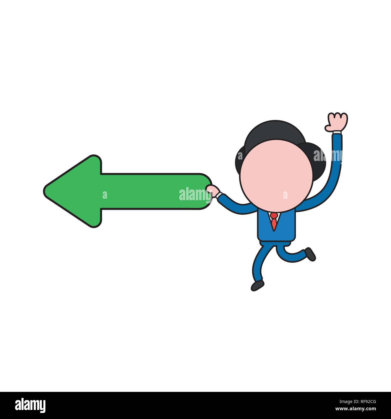 Vector illustration businessman character running and carrying arrow ...