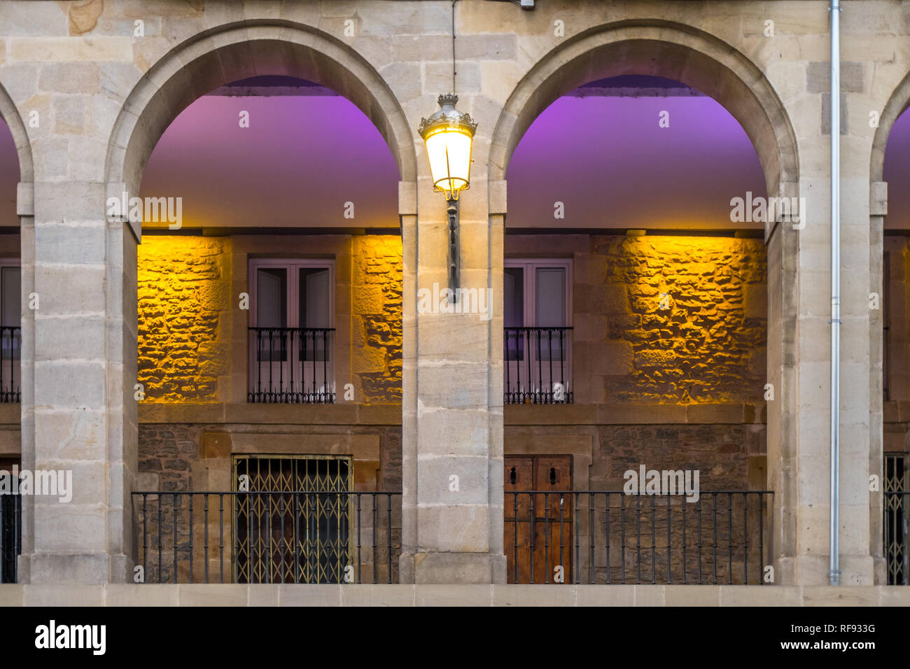 Los Arquillos arches, Old Town of Vitoria-Gasteiz, Basque Country, Spain Stock Photo