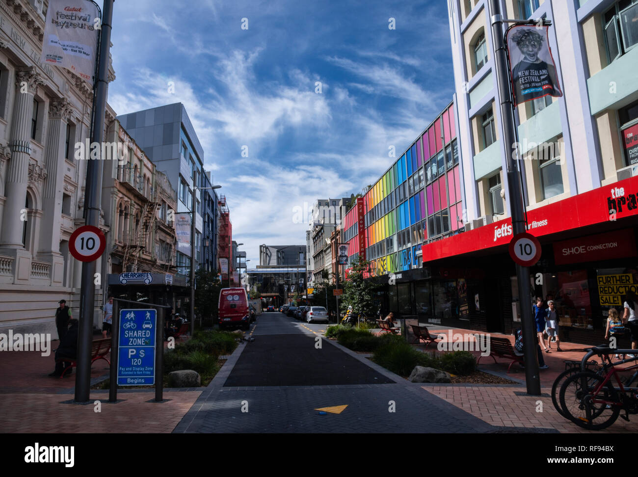 Scenes from colourful Cuba Street in downtown Wellington, New Zealand Stock Photo