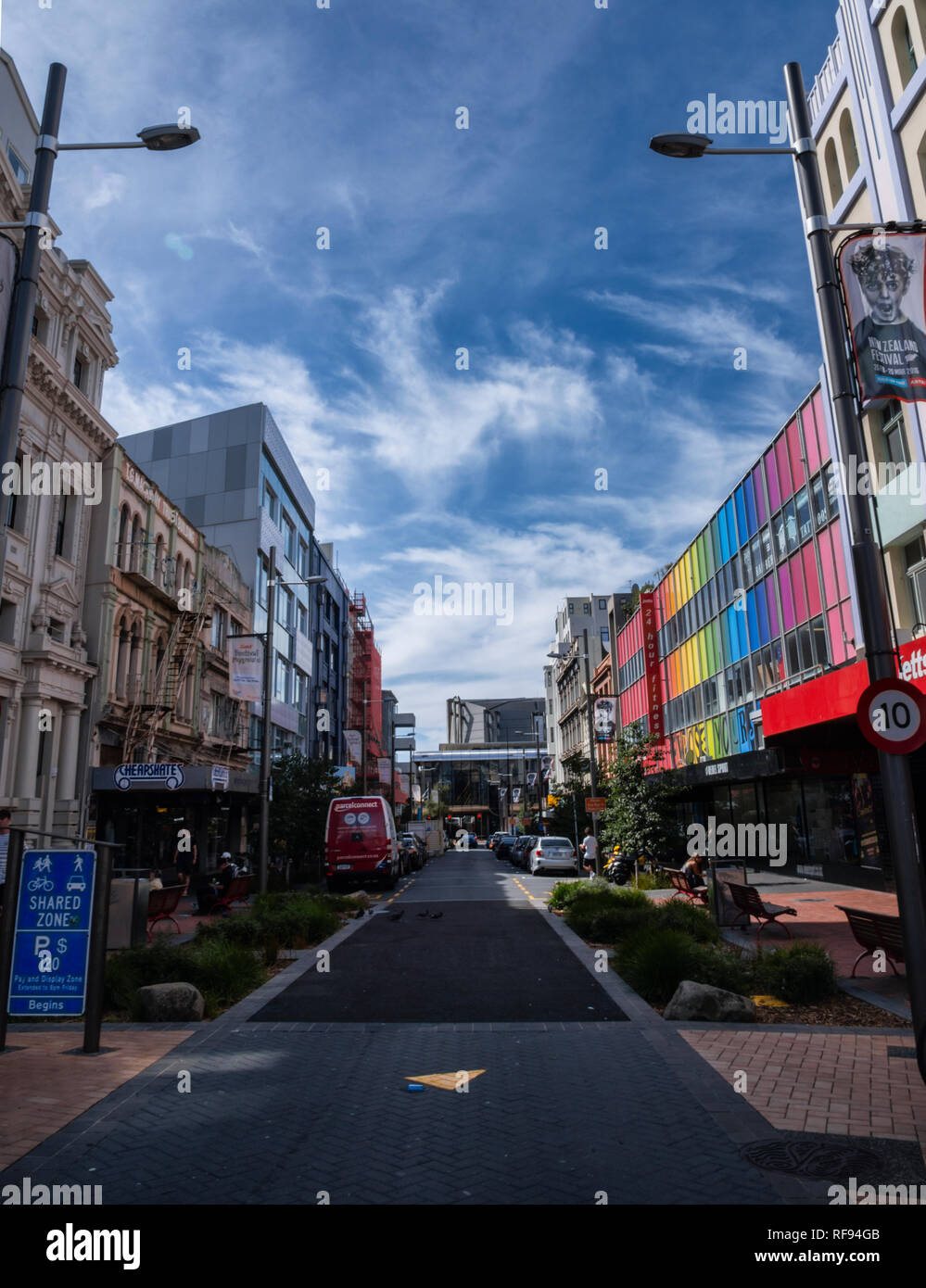 Scenes from colourful Cuba Street in downtown Wellington, New Zealand Stock Photo