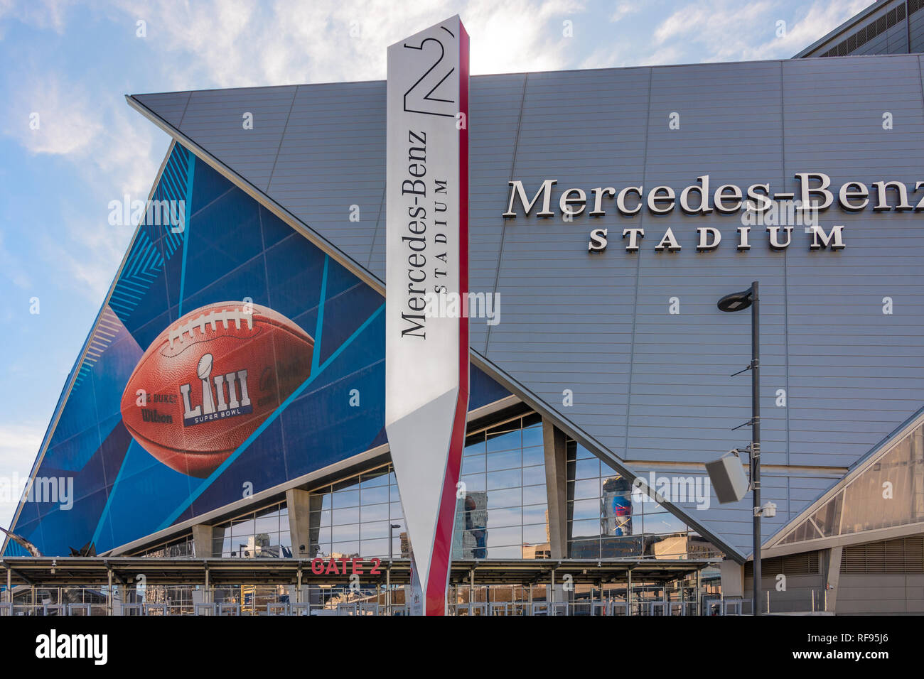 Mercedes-Benz Stadium in Atlanta, Georgia, host of the NFL's Super Bowl LIII. Stock Photo
