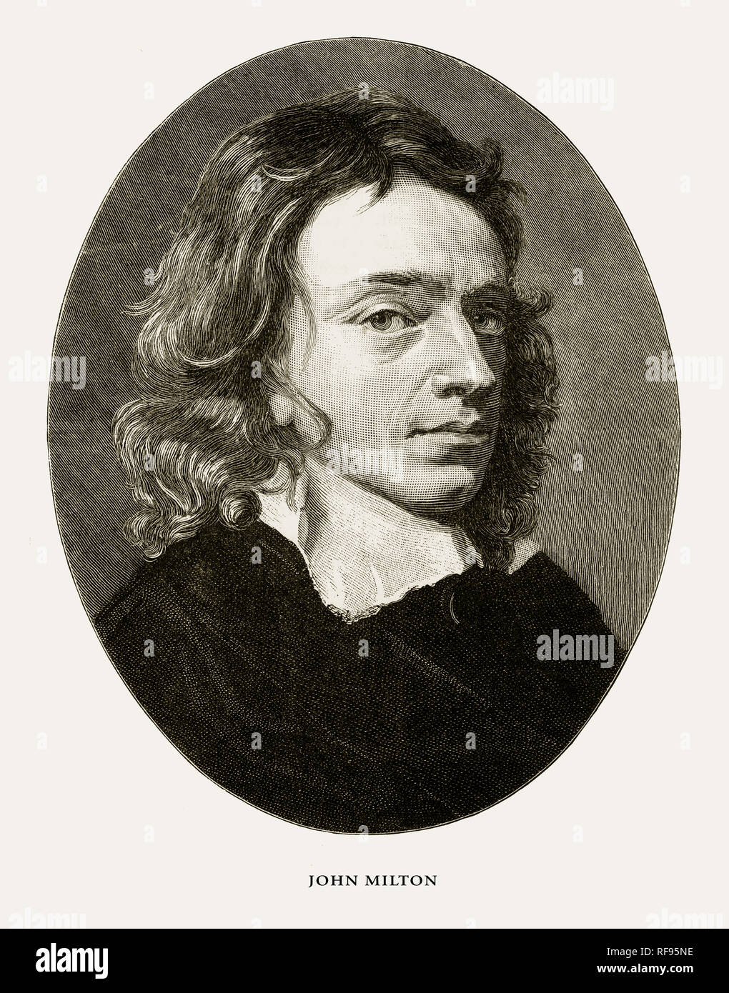 John Milton, English Victorian Engraving, 1887 Stock Photo - Alamy