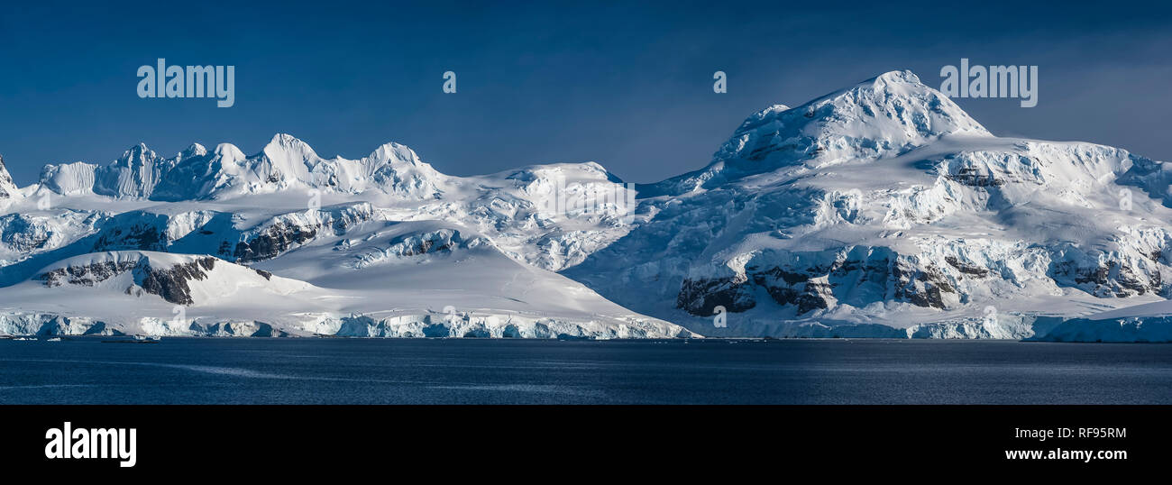 Mountains along the Neumayer Channel, Antarctic Peninsula, Antarctica Stock Photo