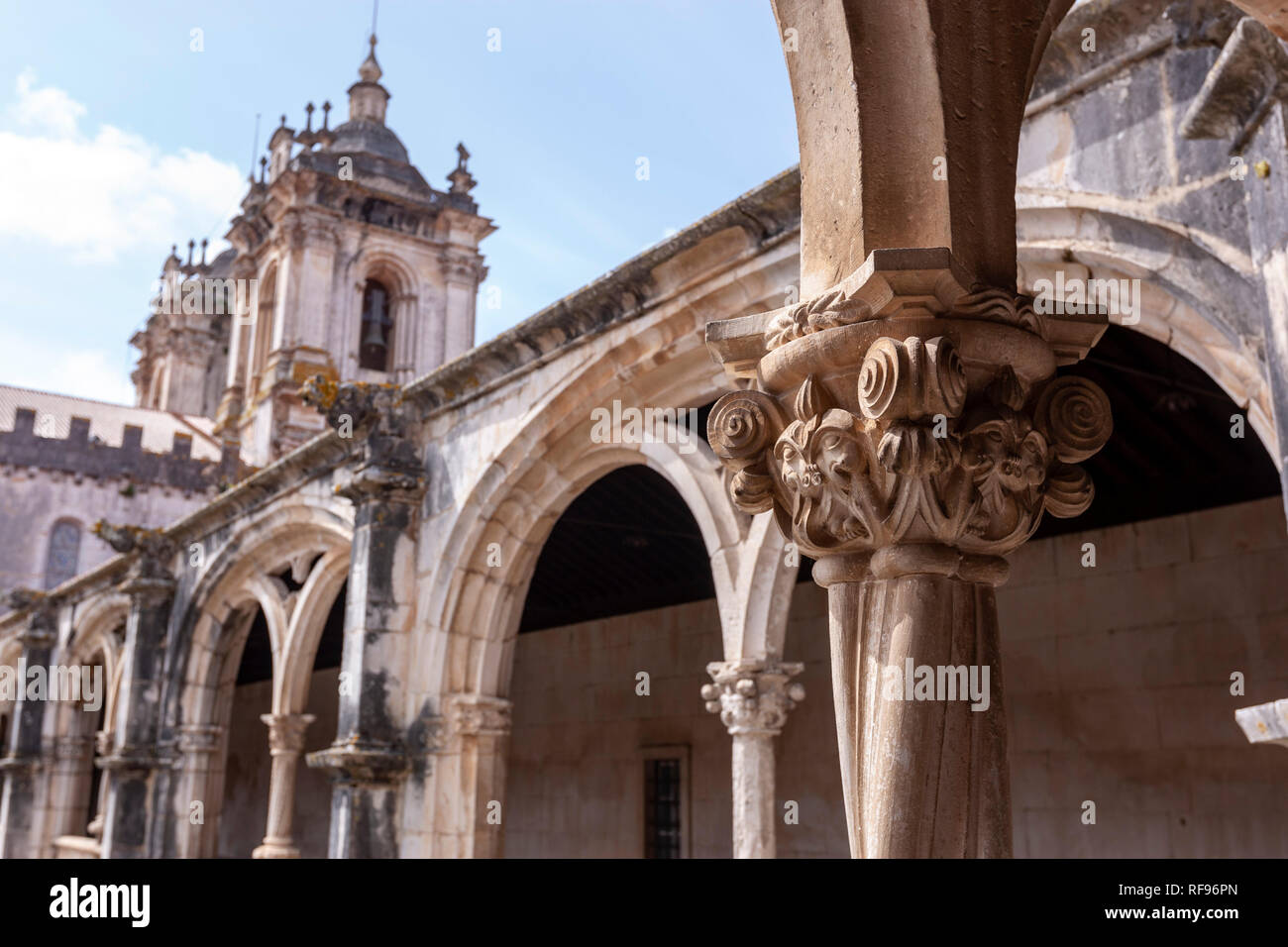 View of the cloister of the Alcobaça Monastery, Alcobaça, Portugal Stock Photo